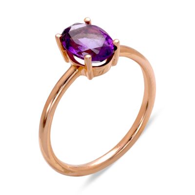  Ametist Mavi Topaz Oval Altın Yüzük