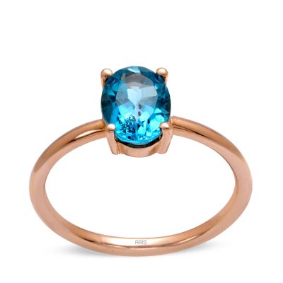 Ametist Mavi Topaz Oval Altın Yüzük