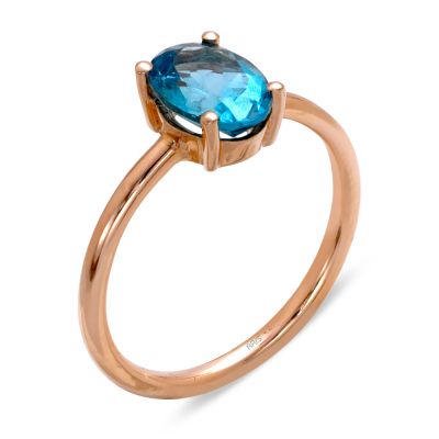  Ametist Mavi Topaz Oval Altın Yüzük