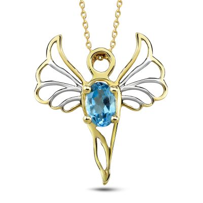 Barış Meleği Mavi Topaz Taşlı Kolye (Mikail)