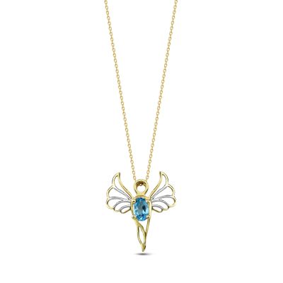  Barış Meleği Mavi Topaz Taşlı Kolye (Mikail)