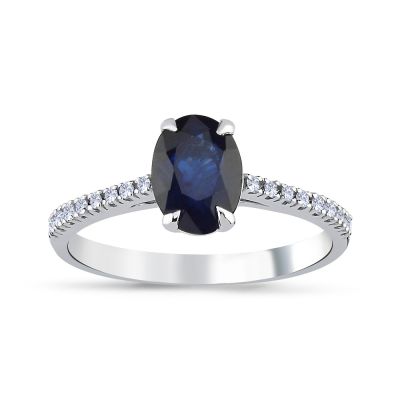 Pırlanta Oval Safir Yüzük