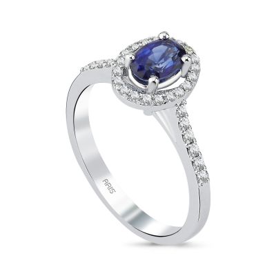  Pırlanta Oval Safir Yüzük