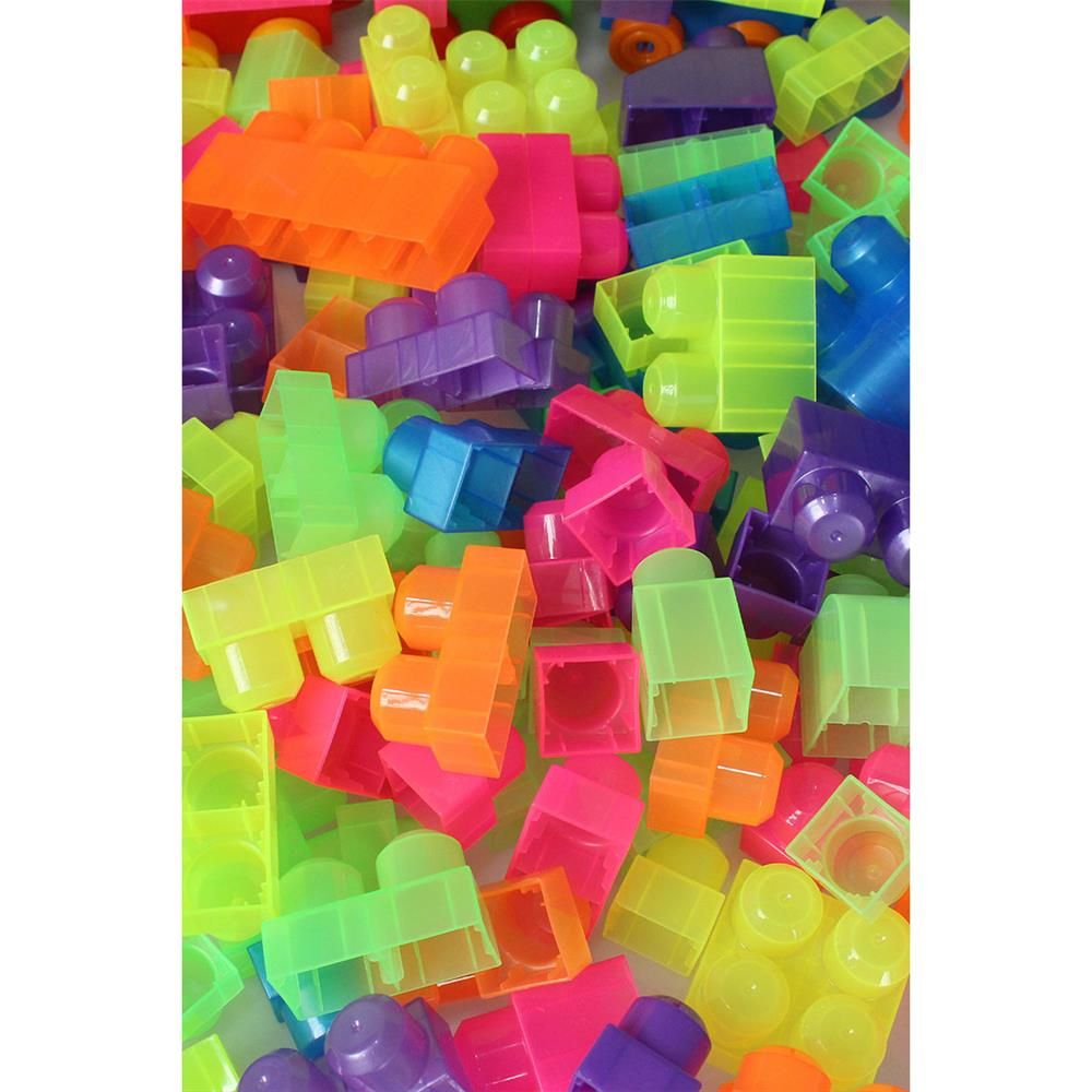  3110 Play Blox Neon Blok Yapı Oyuncakları 107 Parça ,Kovalı ,1 Yaş ve Üzeri