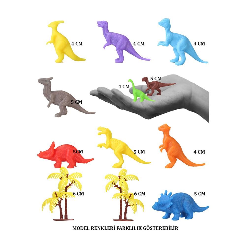  683 Toy Play 12 Parça Renkli Mini Dinozor Figür Seti 4-6 cm