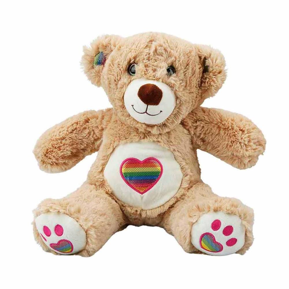  Gökkuşağı Kalpli Peluş Ayı 30 cm 1 Adet