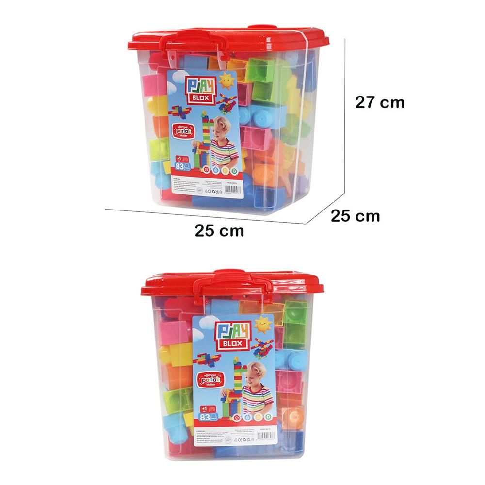  Play Blox Yapı Oyuncakları 83 Parça Kovalı Parlak Renkler Mega Blok Seti 3073