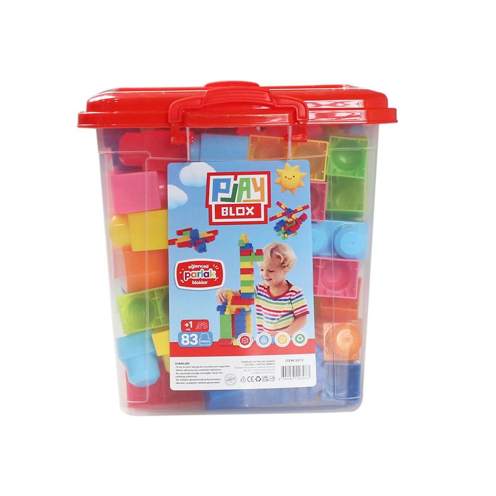  Play Blox Yapı Oyuncakları 83 Parça Kovalı Parlak Renkler Mega Blok Seti 3073