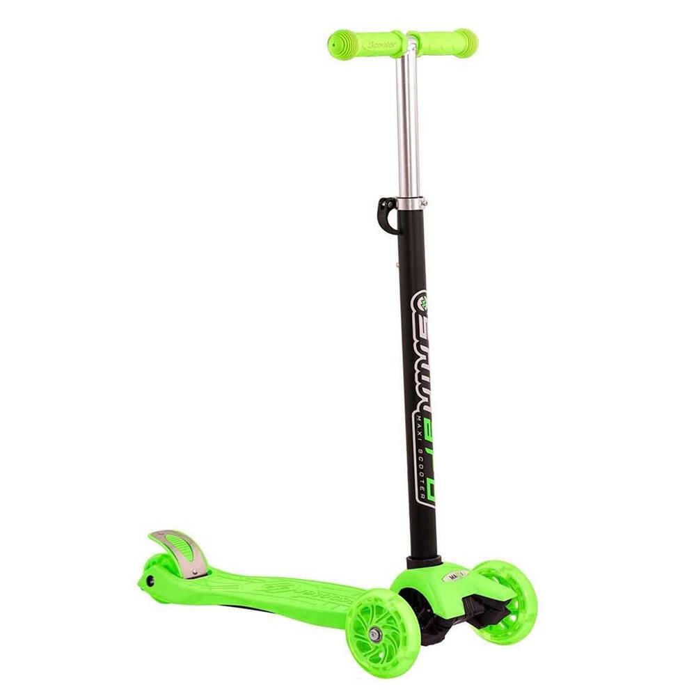  Shinaro Maxi Led Işıklı 3 Tekerlekli Yükseklik Ayarlı Yeşil Scooter