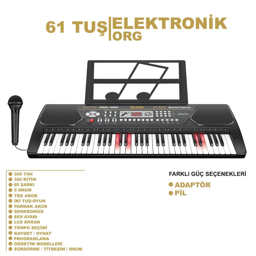  TFL-328-21 VLEKTRO 61 TUŞ IŞIKLI BÜYÜK PİYANO -VRD