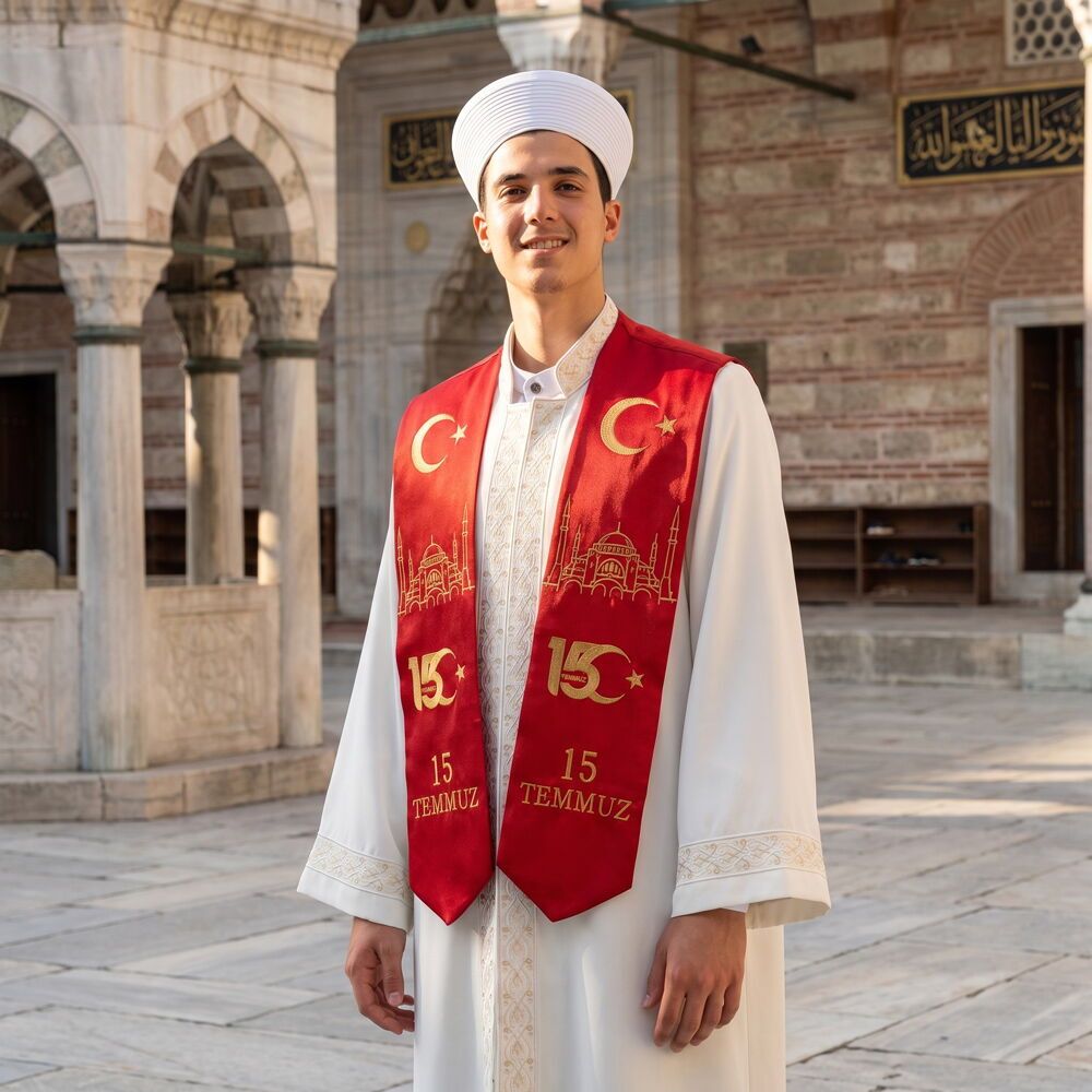 15 Temmuz Ayasofya Camii Hafızlık İcazet Atkısı - Kırmızı