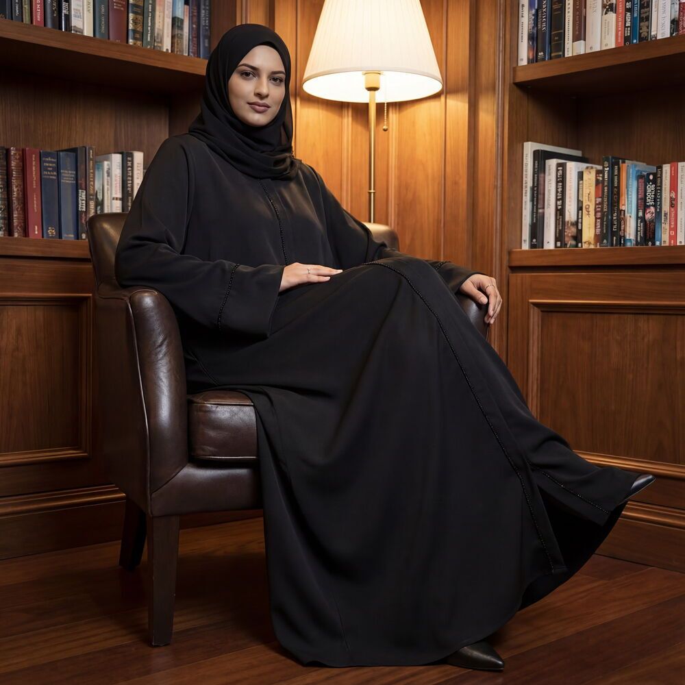  Bayan Hafızlık İcazet Merasimi Azra Ferace Abaya Siyah Elbise-Taşlı Model