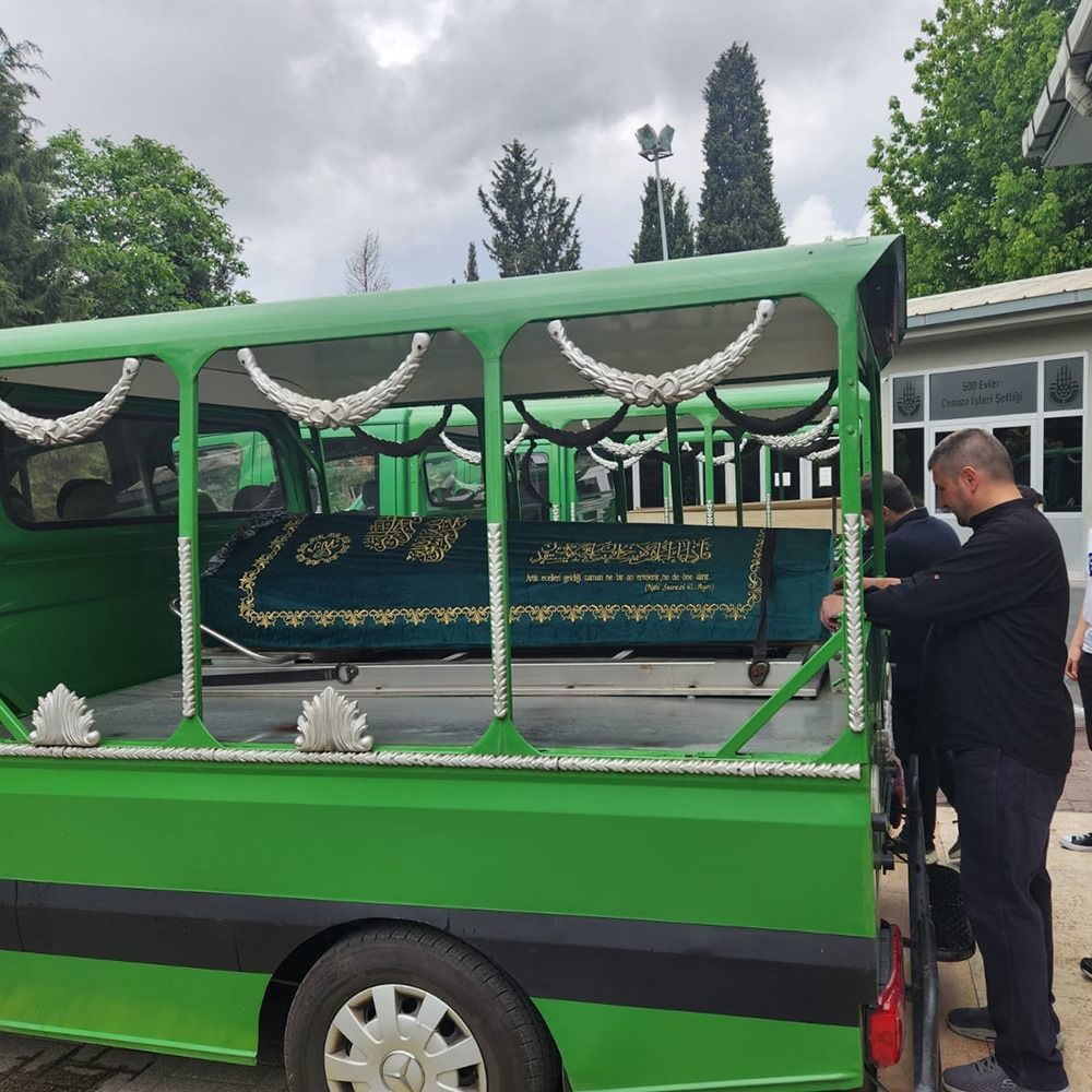  Belediyeler İçin Lastikli ve Nakışlı Kadife Tabut Örtüsü Yeşil  190x115cm 1000 gr