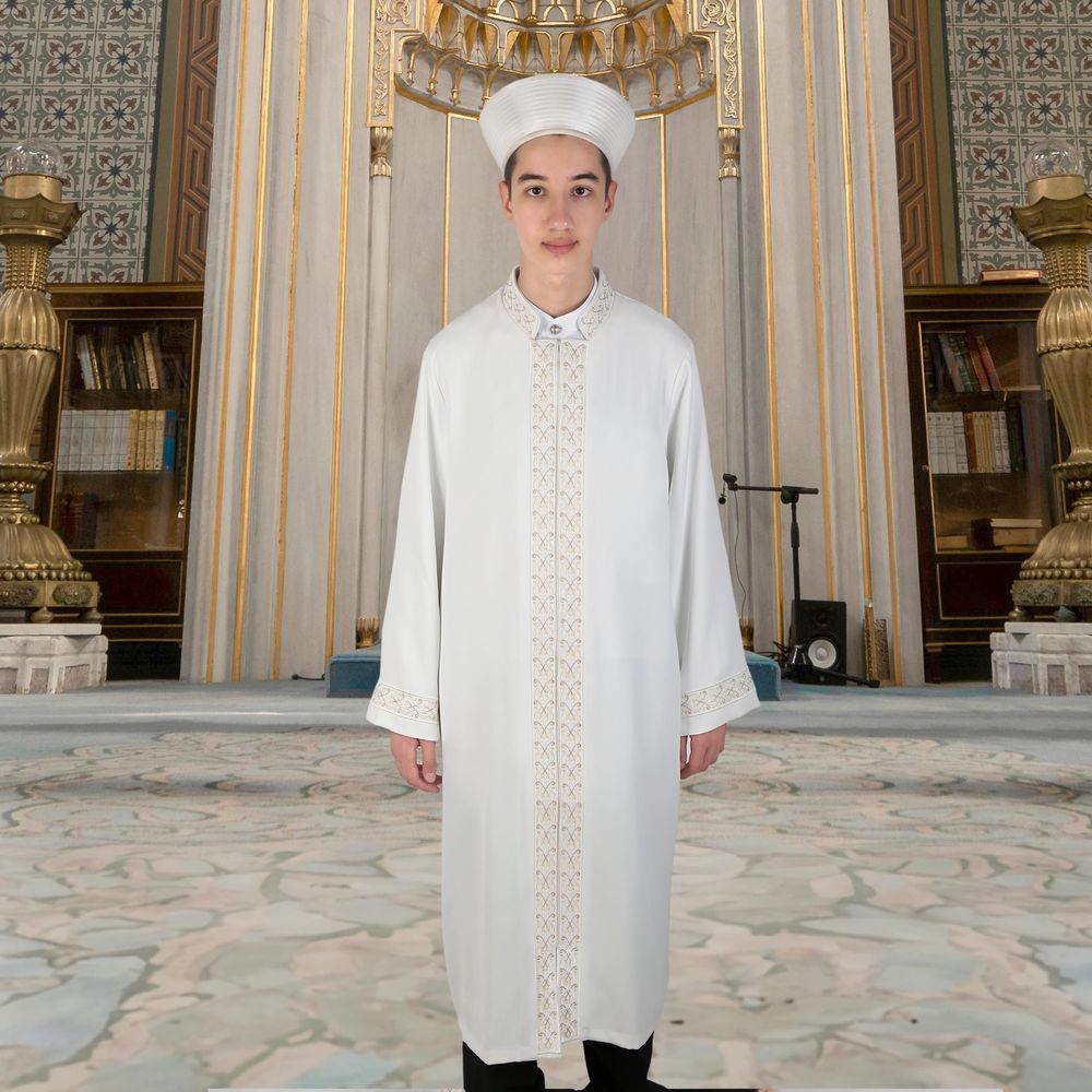  Çocuk Akademi İcazet Kırık Beyaz Namaz Elbisesi