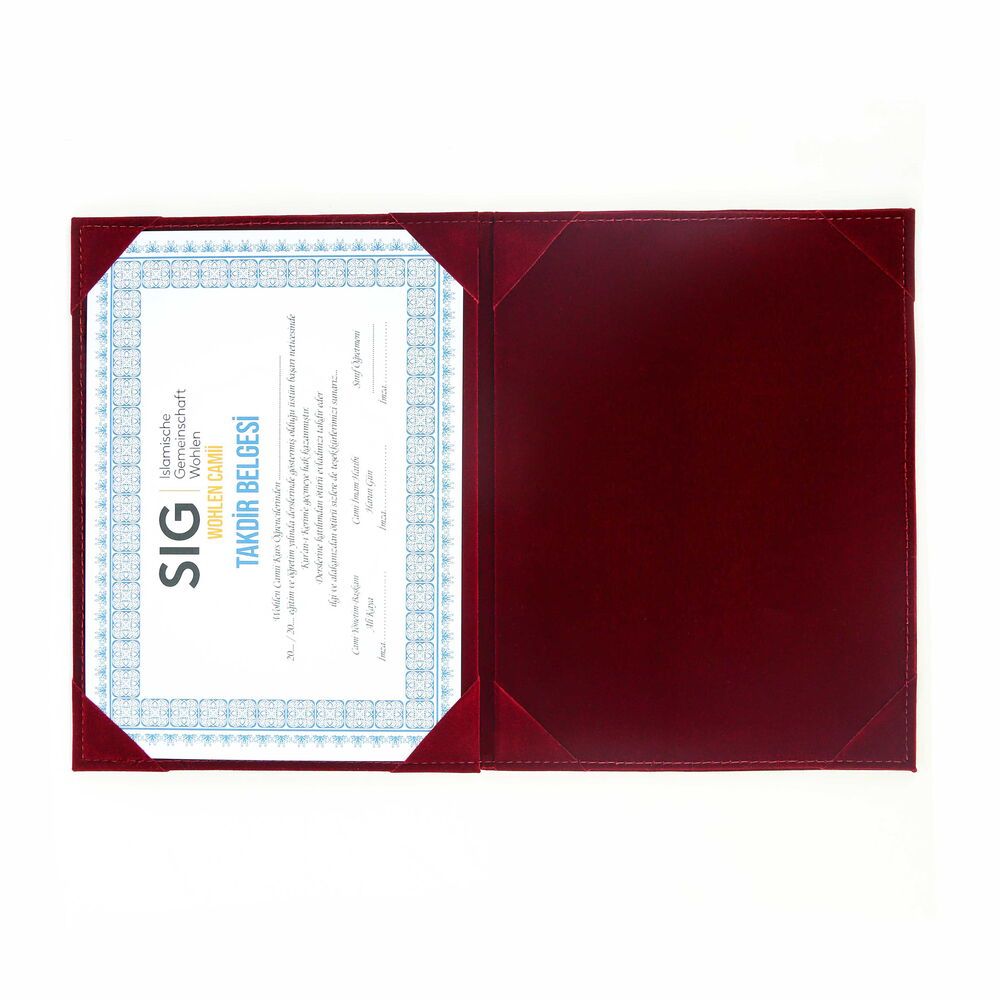  İcazetname Termo Floklu Cilt Bordo (24X31cm)