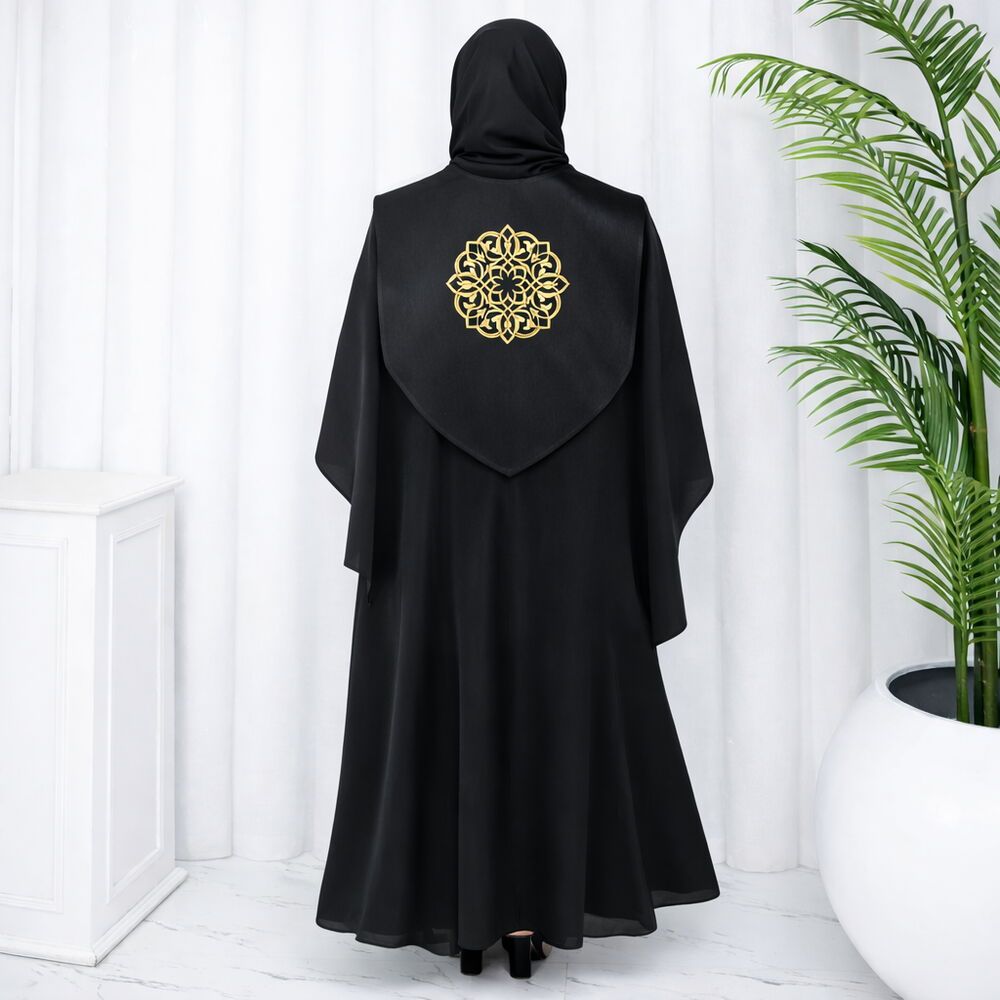  Hafızlık İcazet Merasim Atkısı Gold Yaprak İşlemeli Siyah