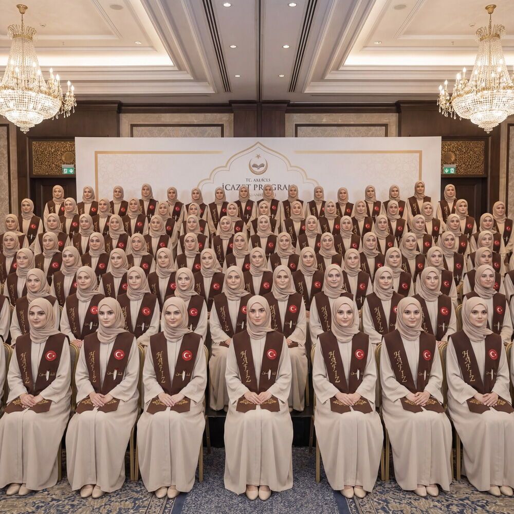  Hafızlık İcazet Merasim Bayan Zeynep Ferace Abaya Vizon Elbise
