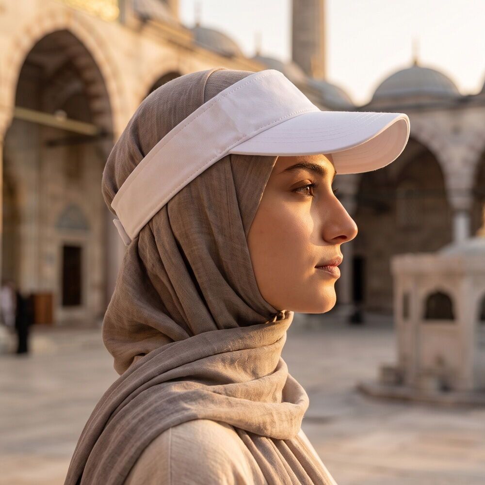  Kadın Uv Koruyucu Vizör Kasket Siperlik Şapka - Beyaz