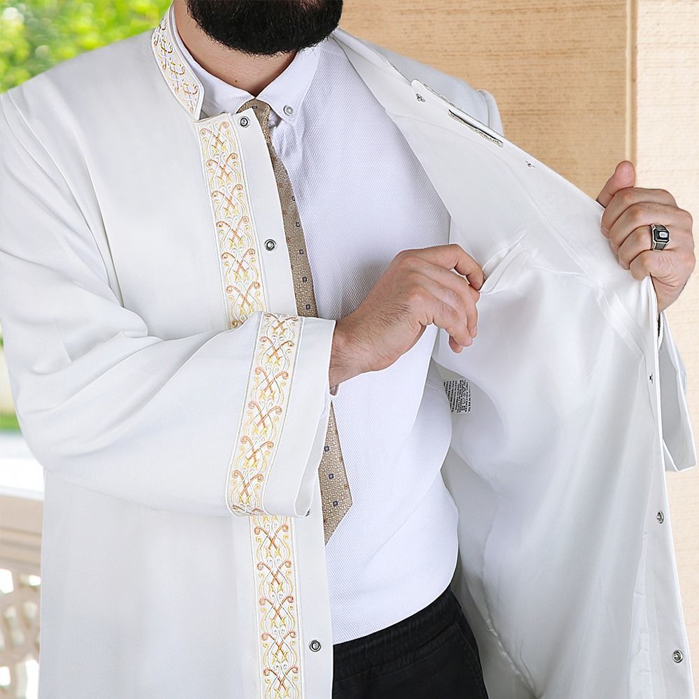  Kamer Slimfit İmam Cübbesi - Boyu 180 cm den Uzunlar İçin Kırık Beyaz