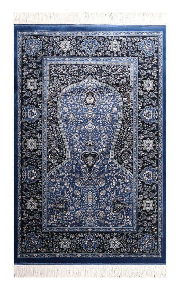  Lale Mihrap  Seccade  Ultra Lüks % 100 Modal, Sık Dokuma Halı  Seccade- Saks Mavi (80x120 cm)
