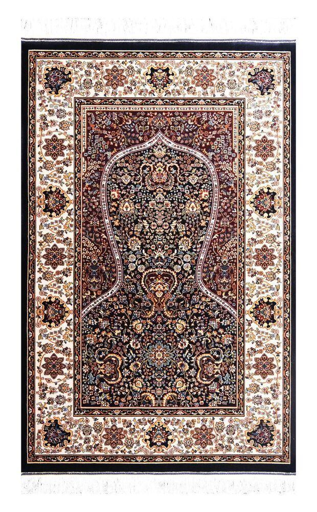  Lale Mihrap  Seccade  Ultra Lüks % 100 Modal, Sık Dokuma Halı  Seccade-Lacivert (80x120 cm)