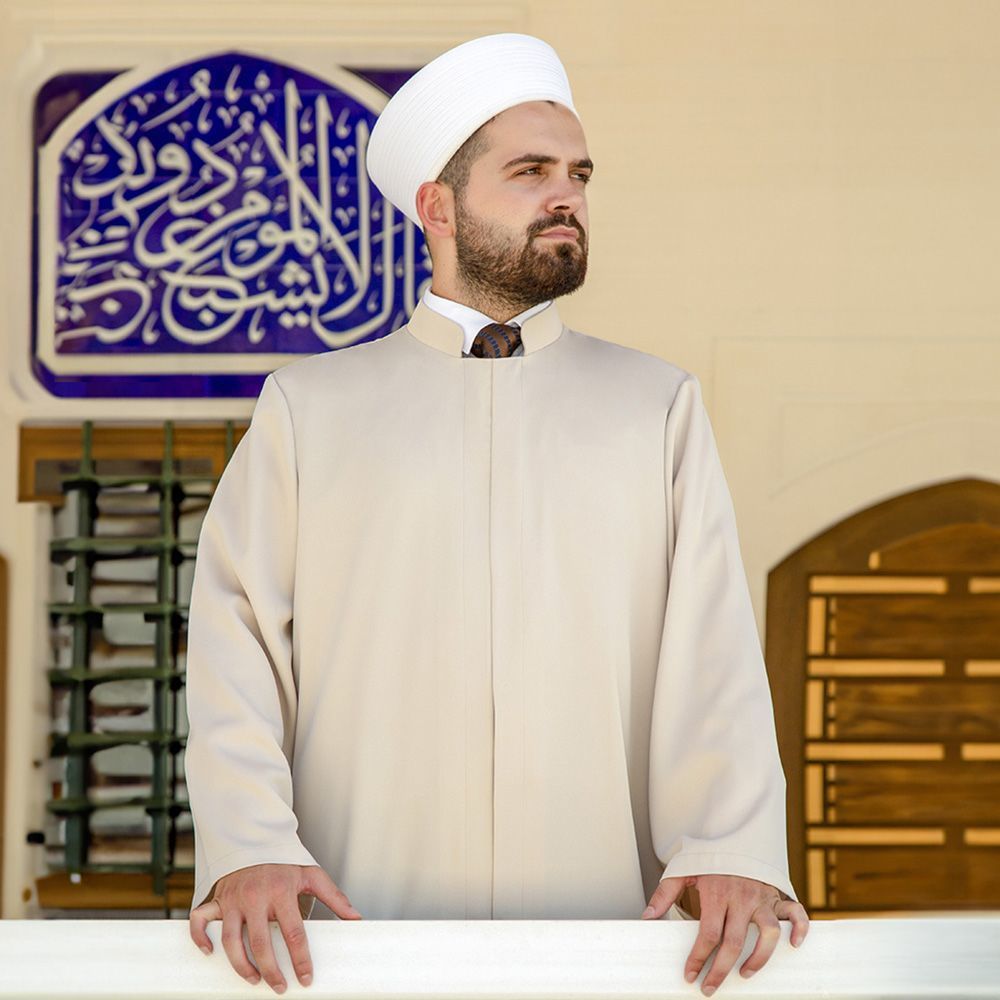  Lüks Hafız Hakim Yaka Sade İmam Cübbesi Vizon