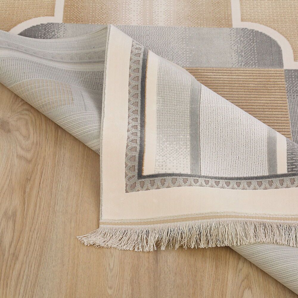  Lüks Kadife Akasya Mihrap  Seccade  Ultra Lüks % 100 Modal, Sık Dokuma Halı  Seccade-Krem (80x120 cm) 2080 gr