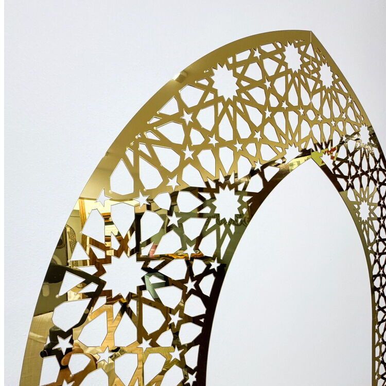 Mescit ve Evler İçin  Portatif  Namaz Kıble Mihrabı Gold Pleksi (85*175 cm)
