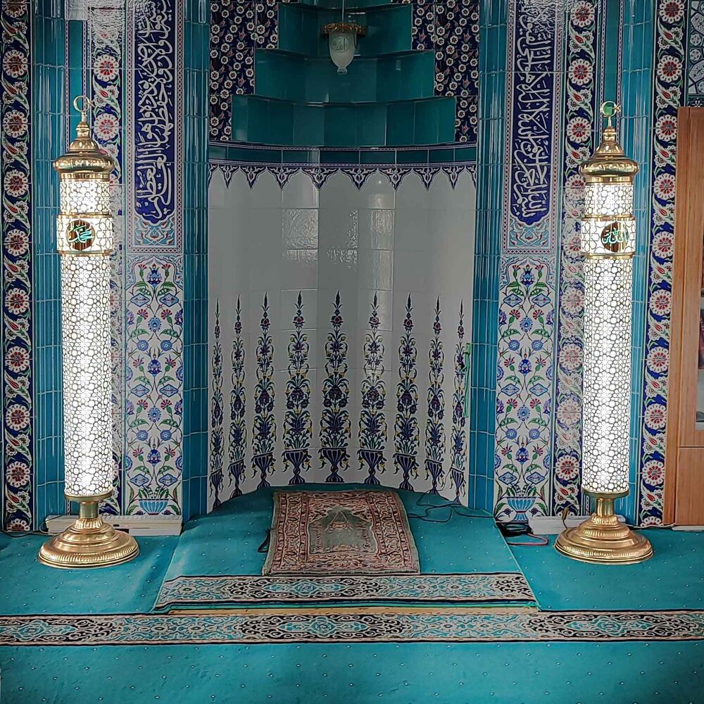  Selçuklu Desenli Lüks Şerefeli Cami Mihrap Şamdanı (20x165cm) 2 Adet 
