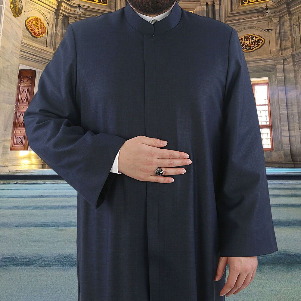  Suyuti Namaz ve İmam Cübbesi Uzun Koyu Lacivert Enderun Model