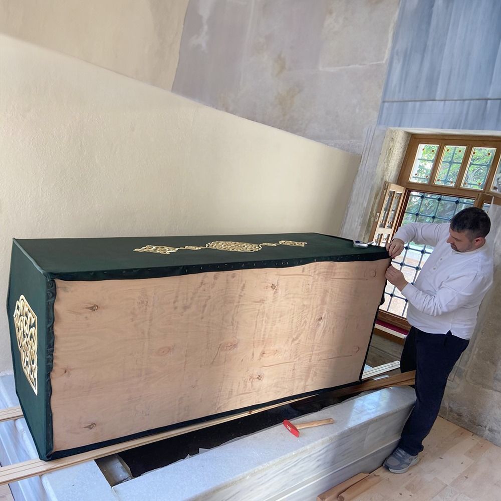  Tabut Örtüsü Nalıncı Baba Muhammed Mimi Dede Türbesi Sanduka Türbe &Puşide-Yeşil (Özel Ölçü Yapılmaktadır.) Cibali