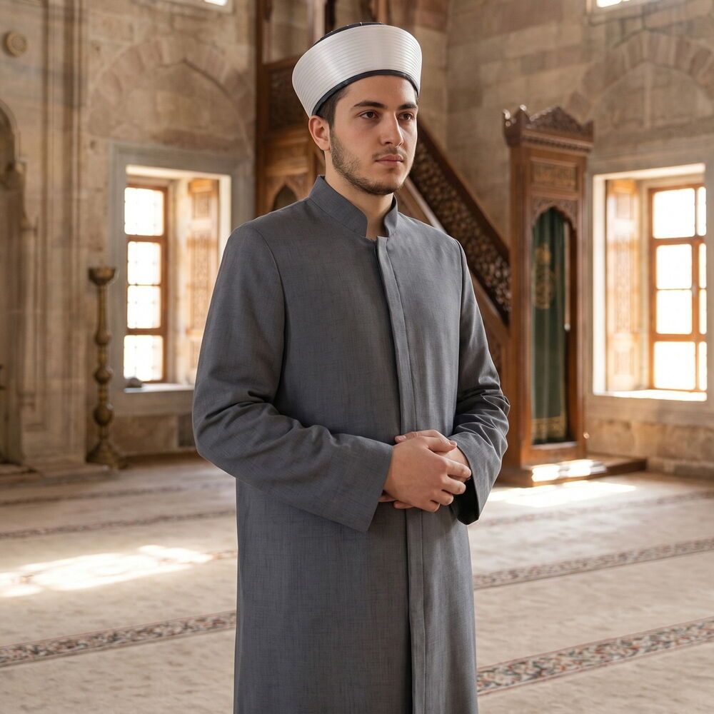  Yazlık Bedavuni Keten İmam Cübbesi-Füme
