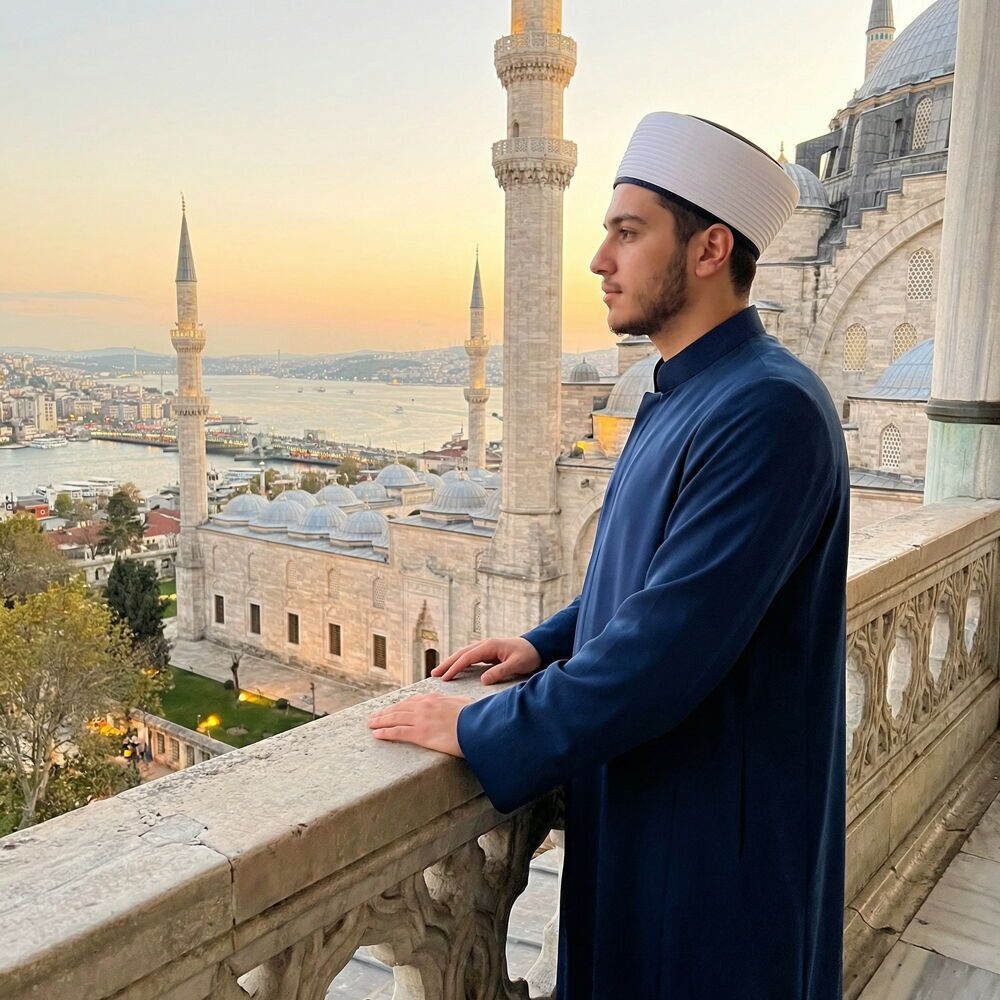  Yazlık Mansur Namaz ve İmam Cübbesi Uzun Lacivert Enderun Model