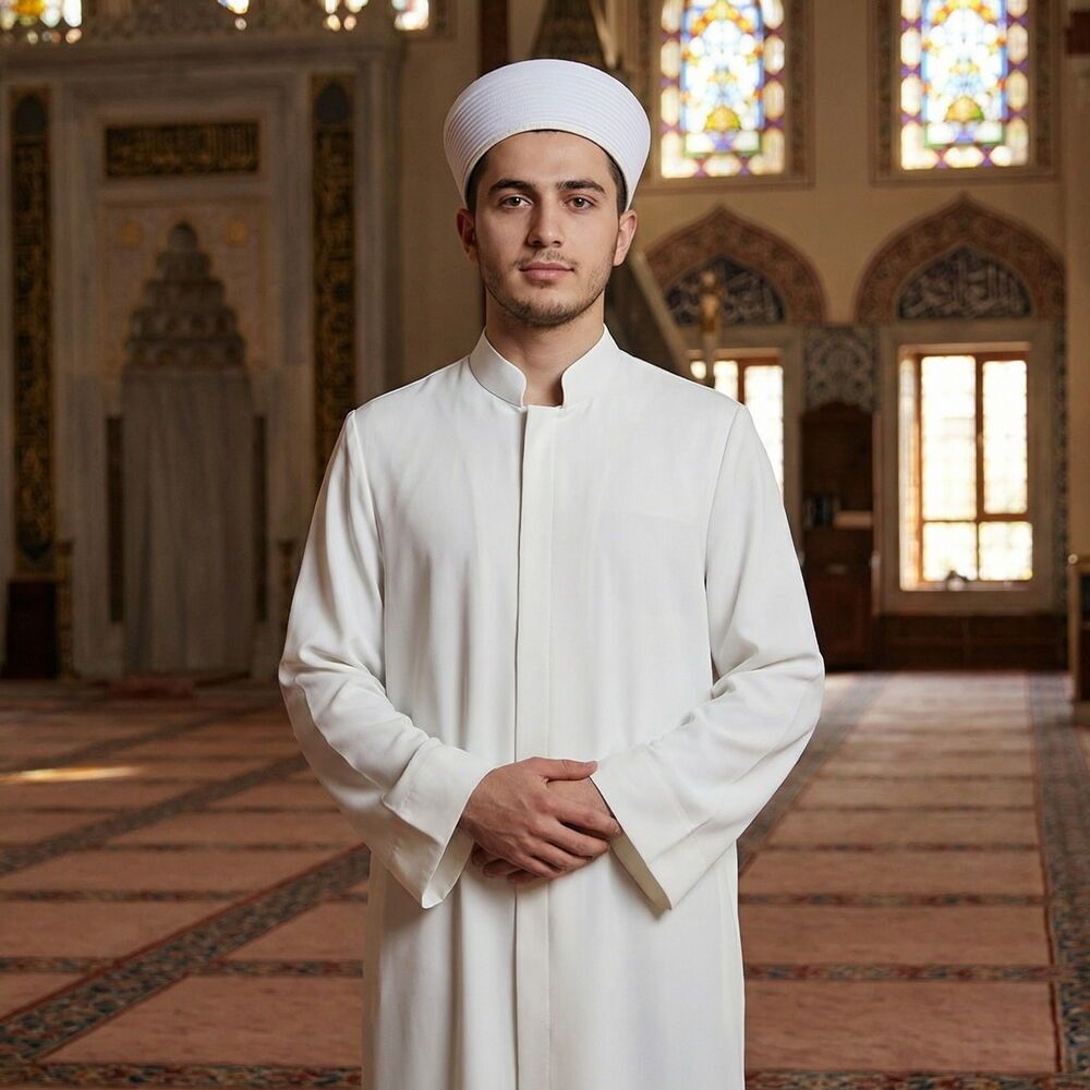  Yazlık Mecelle Namaz ve İmam Cübbesi Uzun Beyaz Enderun Model