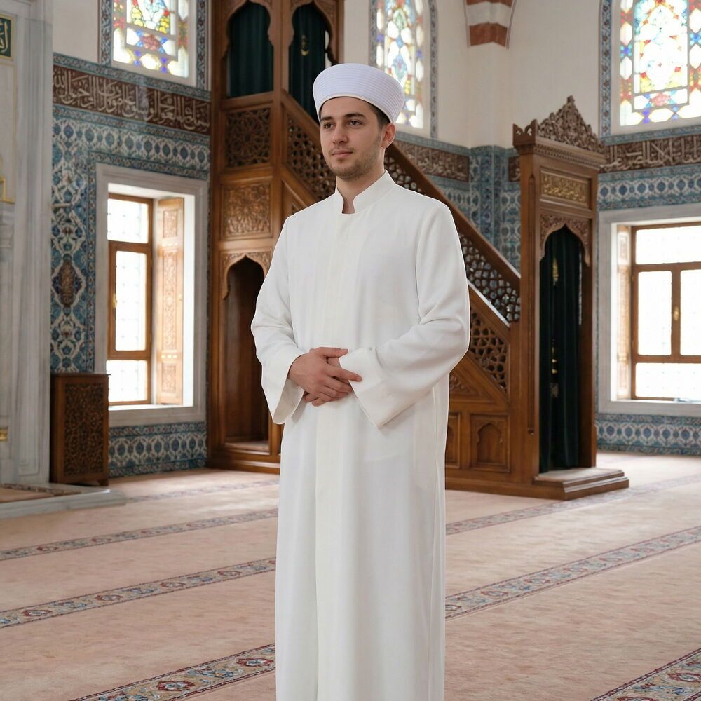  Yazlık Mecelle Namaz ve İmam Cübbesi Uzun Beyaz Enderun Model