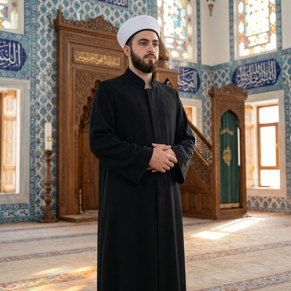  Yazlık Semmasi Namaz ve İmam Cübbesi Uzun Siyah Enderun Model