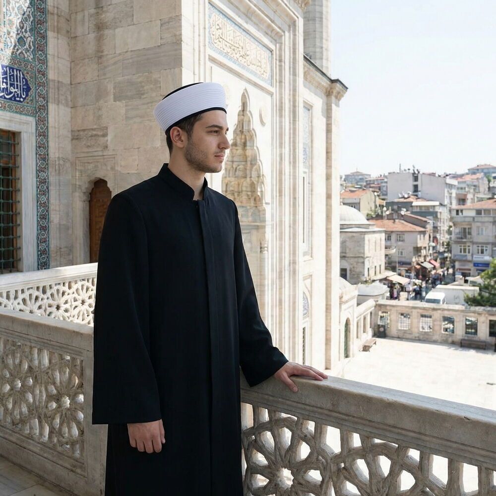  Yazlık Semmasi Namaz ve İmam Cübbesi Uzun Siyah Enderun Model
