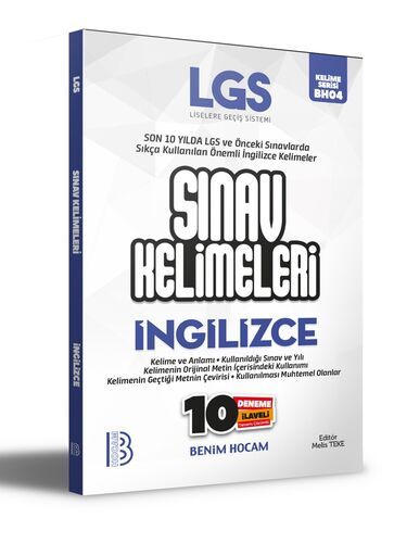 Benim Hocam Yayınları LGS İngilizce Sınav Kelimeleri 10 Deneme İlaveli