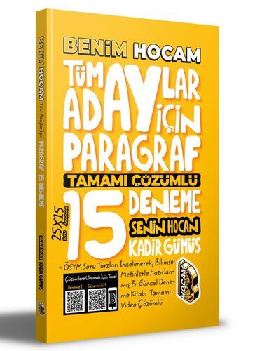 Benim Hocam Yayınları  Tüm Adaylar İçin Paragraf Tamamı Çözümlü 15 Deneme