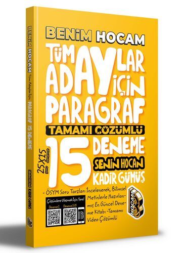 Benim Hocam Yayınları  Tüm Adaylar İçin Paragraf Tamamı Çözümlü 15 Deneme