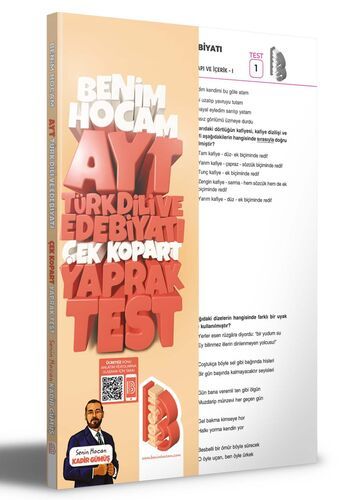 Benim Hocam Yayınları 2024 AYT Türk Dili ve Edebiyatı Çek Kopar Yaprak Test