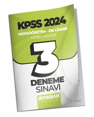 İstikrar Akademi KPSS 2024 Ortaöğretim-Ön Lisans Genel Kültür (Coğrafya - Tarih - Vatandaşlık) 3 Deneme Sınavı