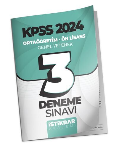 İstikrar Akademi KPSS 2024 Ortaöğretim-Ön Lisans Genel Yetenek (Matematik - Türkçe) 3 Deneme Sınavı