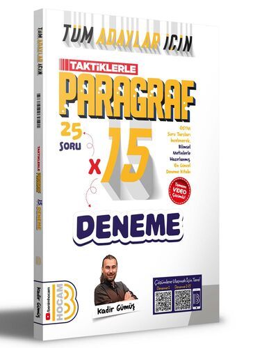 Tüm Adaylar İçin Taktiklerle Paragraf Tamamı Video Çözümlü 15 Deneme Benim Hocam Yayınları