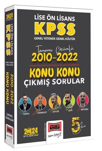 Yargı Yayınları 2024 KPSS Lise Ön Lisans Genel Yetenek Genel Kültür 2010-2022 Tamamı Çözümlü Konu Konu Çıkmış Sorular