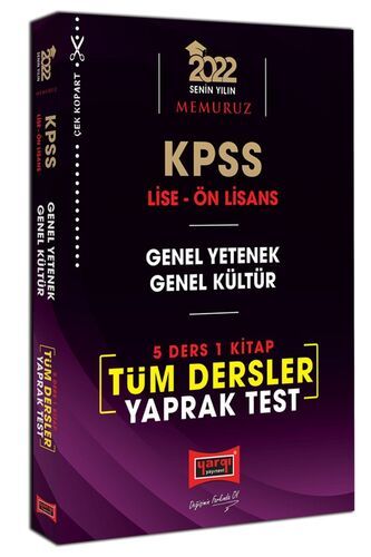 Yargı Yayınları 2022 KPSS Lise Ön Lisans GY GK 5 Ders 1 Kitap Tüm Dersler Yaprak Test