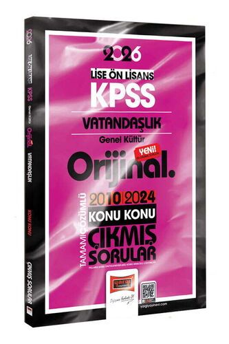 Yargı Yayınları 2026 KPSS Lise-Önlisans Vatandaşlık Orijinal 2010-2024 Konu Konu Çıkmış Sorular