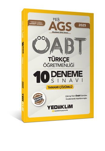 YEDİİKLİM YAYINLARI 2025 MEB AGS ÖABT Türkçe Öğretmenliği Tamamı Çözümlü 10 Deneme Sınavı