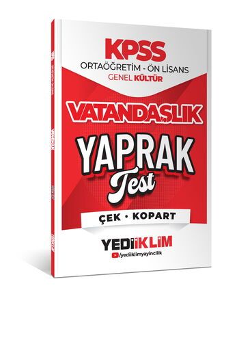 YEDİİKLİM YAYINLARI 2026 KPSS ORTAÖĞRETİM-ÖNLİSANS VATANDAŞLIK ÇEK KOPART YAPRAK TEST