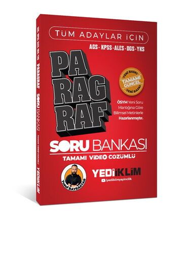 Yediiklim 2025 Tüm Adaylar İçin KPSS -AGS - ALES - DGS - YKS Tamamı Video Çözümlü Paragraf Soru Bankası